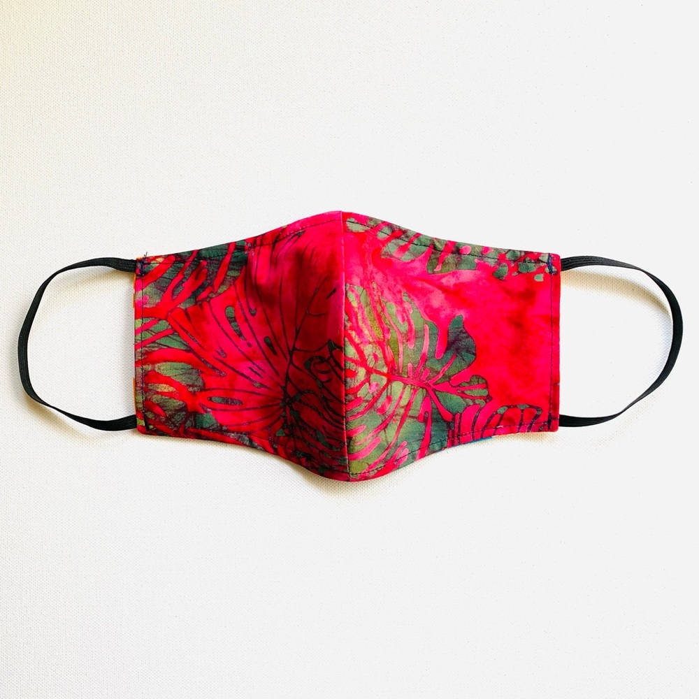 NEW Handmade Batik Monstera Print Face Mask